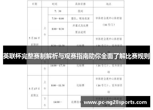 英联杯完整赛制解析与观赛指南助你全面了解比赛规则