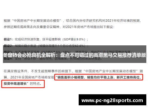 冬窗转会必抢良机全解析：盘点不可错过的高潜黑马交易推荐清单版